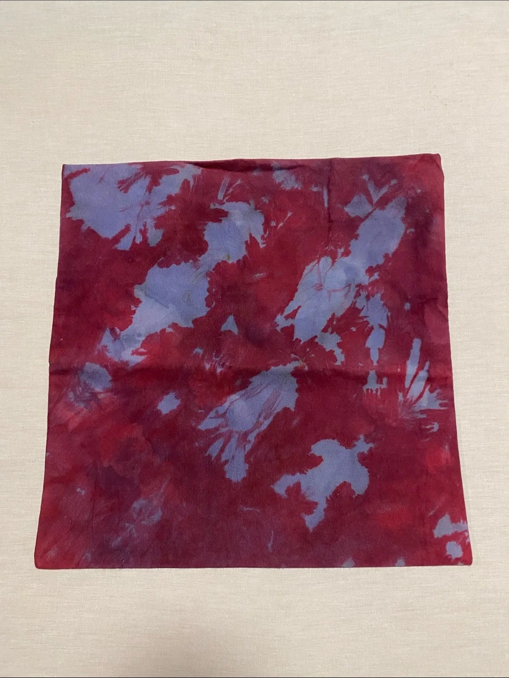 Custom Tie-Dye Pillow Cover in Burgundy and Lavender